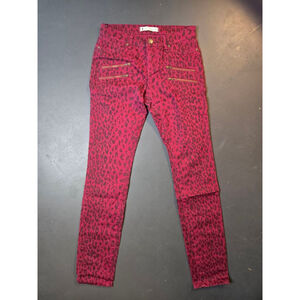Women's HOT options Red Black Leopard Print Skinny Jeans Size 8